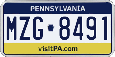 PA license plate MZG8491