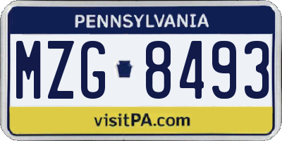 PA license plate MZG8493