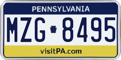 PA license plate MZG8495