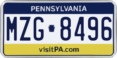PA license plate MZG8496