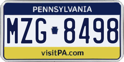 PA license plate MZG8498