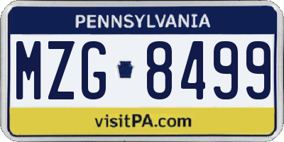 PA license plate MZG8499
