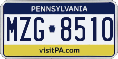 PA license plate MZG8510