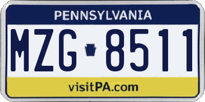 PA license plate MZG8511