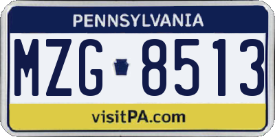 PA license plate MZG8513