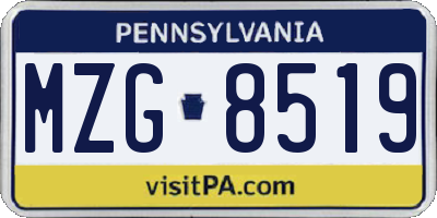 PA license plate MZG8519