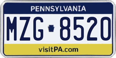 PA license plate MZG8520