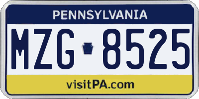 PA license plate MZG8525