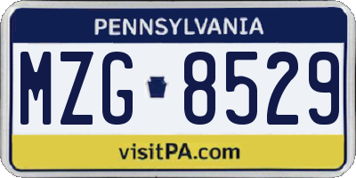 PA license plate MZG8529