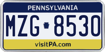 PA license plate MZG8530