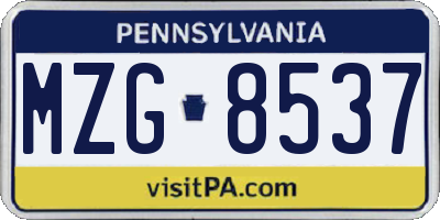 PA license plate MZG8537