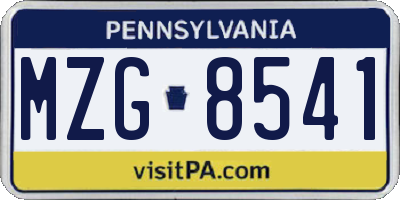 PA license plate MZG8541