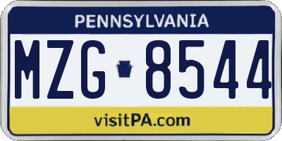 PA license plate MZG8544
