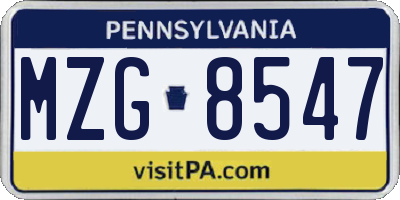 PA license plate MZG8547
