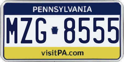 PA license plate MZG8555