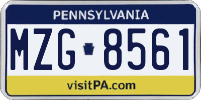 PA license plate MZG8561