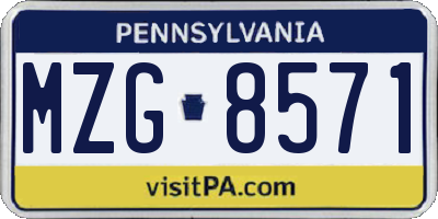 PA license plate MZG8571
