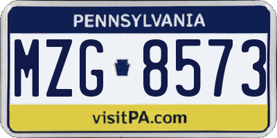PA license plate MZG8573