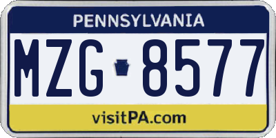 PA license plate MZG8577