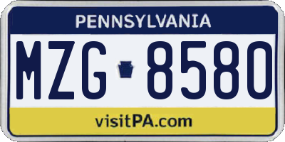 PA license plate MZG8580