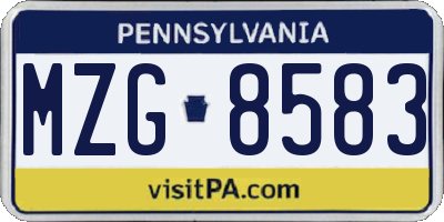 PA license plate MZG8583