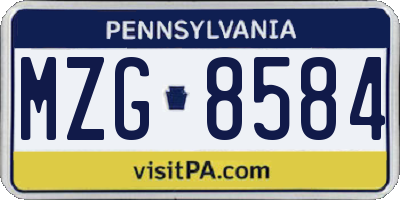 PA license plate MZG8584