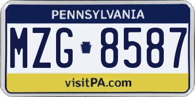 PA license plate MZG8587