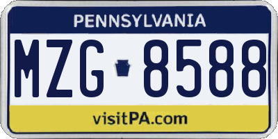 PA license plate MZG8588