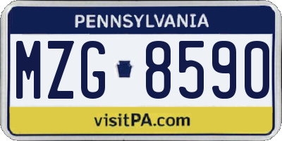 PA license plate MZG8590