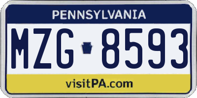 PA license plate MZG8593