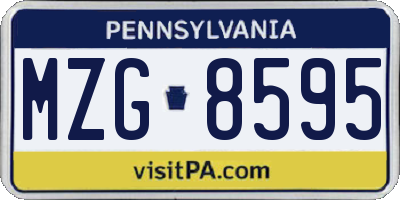 PA license plate MZG8595
