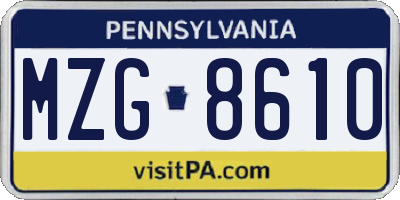 PA license plate MZG8610
