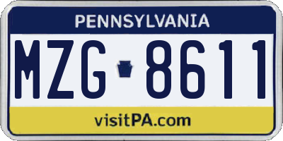 PA license plate MZG8611