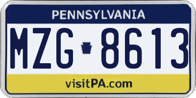 PA license plate MZG8613