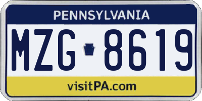 PA license plate MZG8619