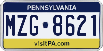 PA license plate MZG8621