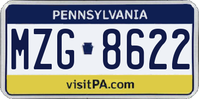 PA license plate MZG8622