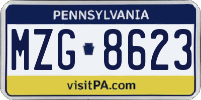 PA license plate MZG8623