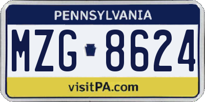 PA license plate MZG8624