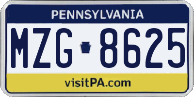 PA license plate MZG8625