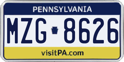 PA license plate MZG8626
