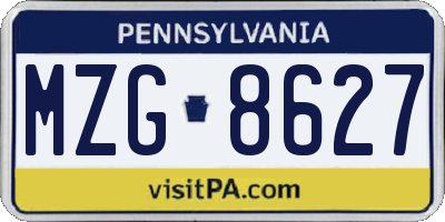 PA license plate MZG8627