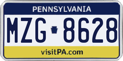 PA license plate MZG8628