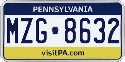 PA license plate MZG8632