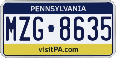PA license plate MZG8635