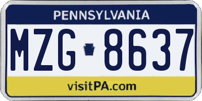 PA license plate MZG8637