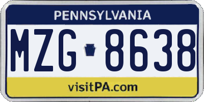 PA license plate MZG8638