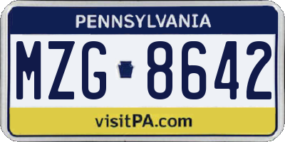 PA license plate MZG8642