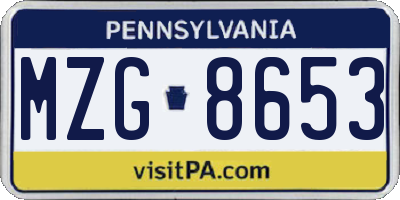 PA license plate MZG8653
