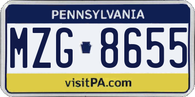 PA license plate MZG8655